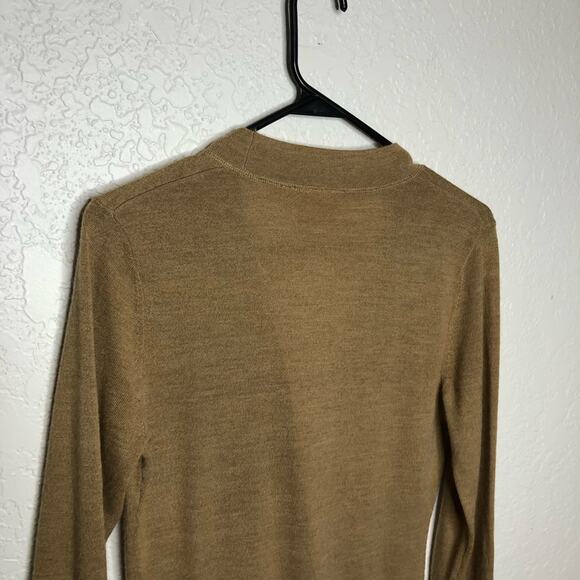 Tory Burch tan v neck button merino wool cardigan size Extra Small XS - flawed - Picture 10 of 13